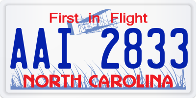 NC license plate AAI2833