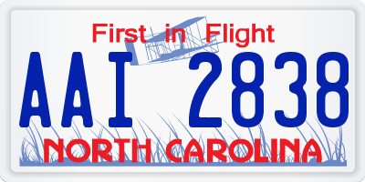 NC license plate AAI2838