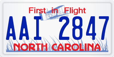 NC license plate AAI2847
