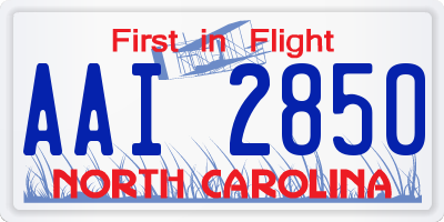 NC license plate AAI2850