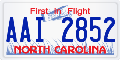NC license plate AAI2852