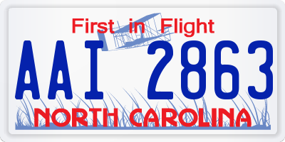 NC license plate AAI2863