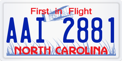 NC license plate AAI2881