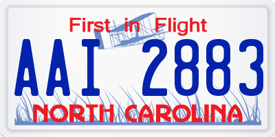 NC license plate AAI2883