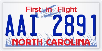 NC license plate AAI2891