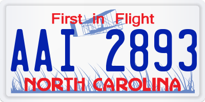 NC license plate AAI2893