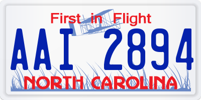 NC license plate AAI2894