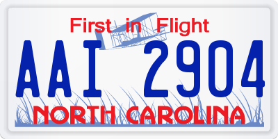 NC license plate AAI2904