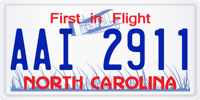 NC license plate AAI2911
