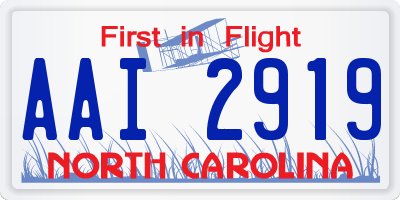 NC license plate AAI2919