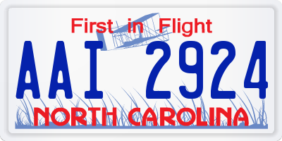 NC license plate AAI2924