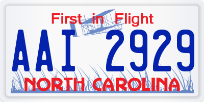 NC license plate AAI2929