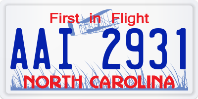 NC license plate AAI2931