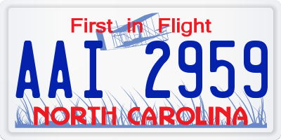NC license plate AAI2959