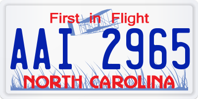 NC license plate AAI2965