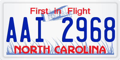 NC license plate AAI2968