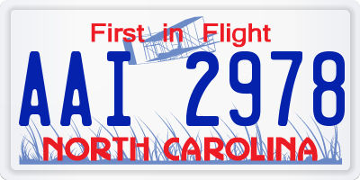 NC license plate AAI2978