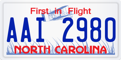 NC license plate AAI2980