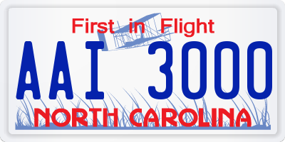 NC license plate AAI3000
