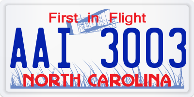 NC license plate AAI3003