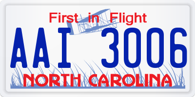 NC license plate AAI3006