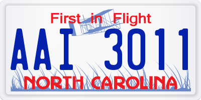 NC license plate AAI3011