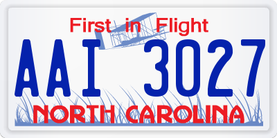NC license plate AAI3027