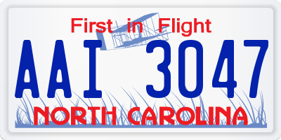 NC license plate AAI3047