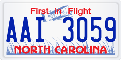 NC license plate AAI3059