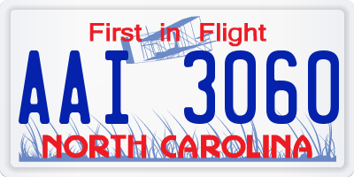 NC license plate AAI3060
