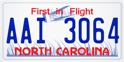 NC license plate AAI3064