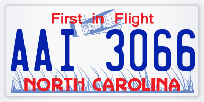 NC license plate AAI3066