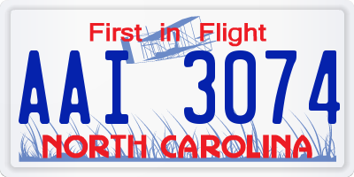 NC license plate AAI3074
