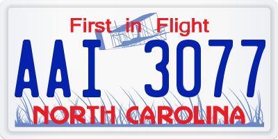 NC license plate AAI3077
