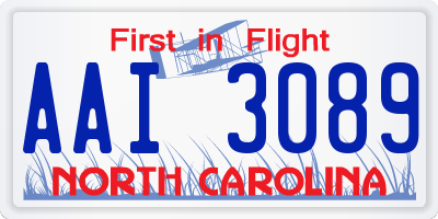NC license plate AAI3089