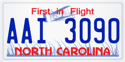 NC license plate AAI3090