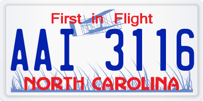 NC license plate AAI3116