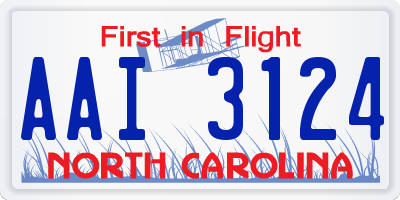 NC license plate AAI3124
