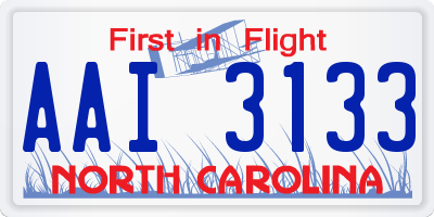 NC license plate AAI3133