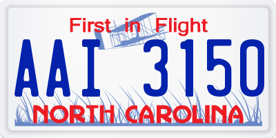 NC license plate AAI3150