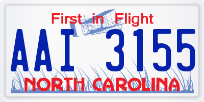 NC license plate AAI3155