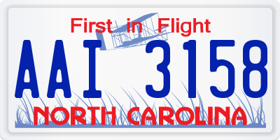 NC license plate AAI3158