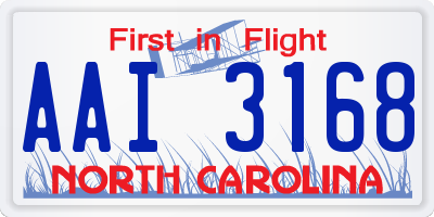 NC license plate AAI3168