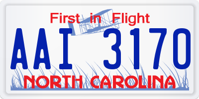 NC license plate AAI3170