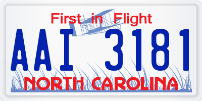 NC license plate AAI3181