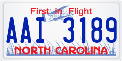 NC license plate AAI3189
