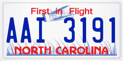 NC license plate AAI3191