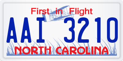 NC license plate AAI3210
