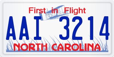 NC license plate AAI3214