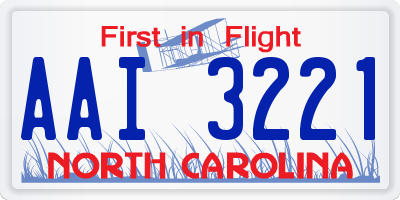 NC license plate AAI3221